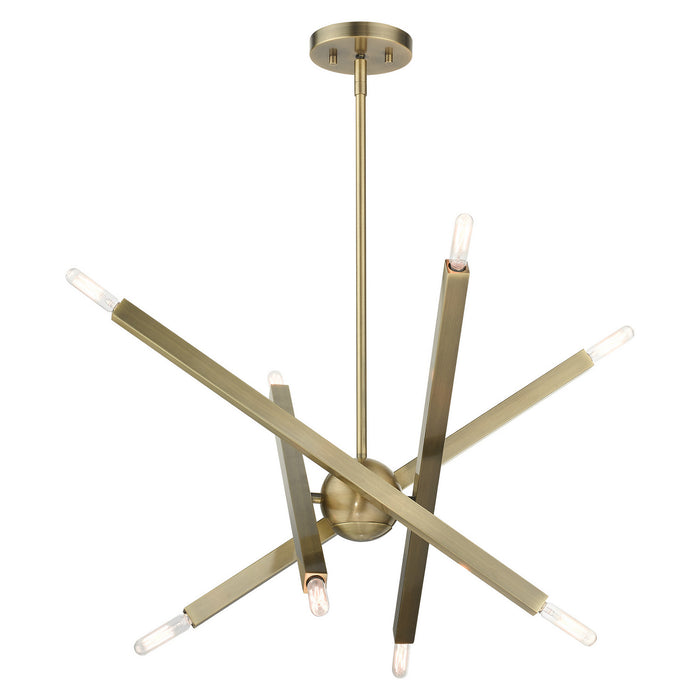 Eight Light Chandelier from the Monaco collection in Antique Brass finish