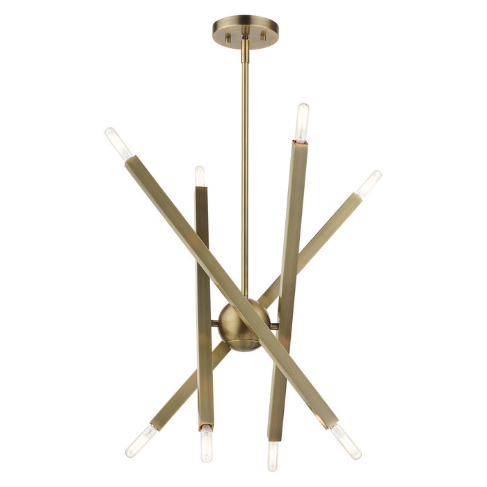 Eight Light Chandelier from the Monaco collection in Antique Brass finish