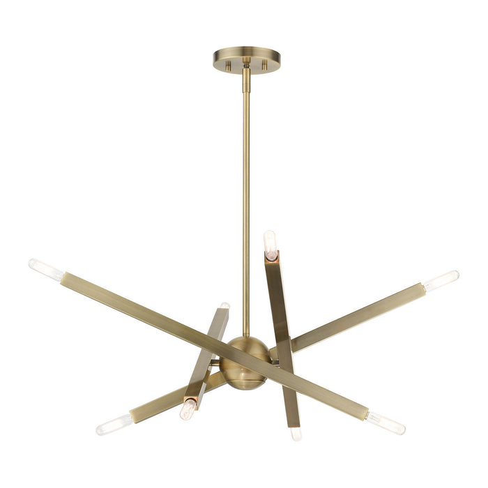 Eight Light Chandelier from the Monaco collection in Antique Brass finish