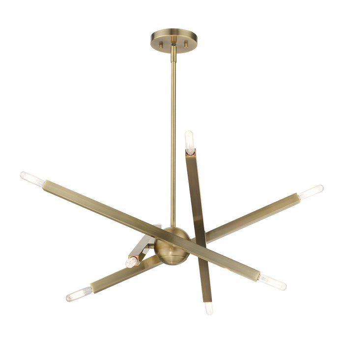 Eight Light Chandelier from the Monaco collection in Antique Brass finish