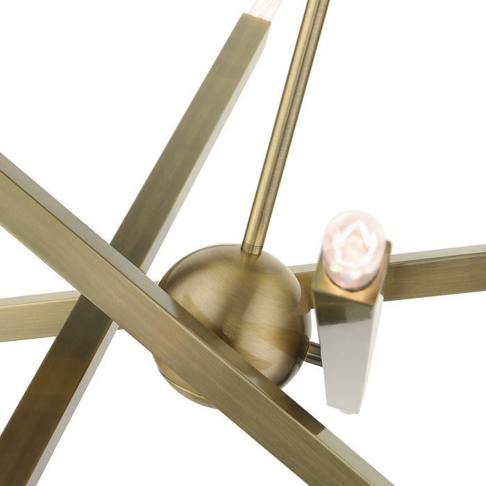 Eight Light Chandelier from the Monaco collection in Antique Brass finish