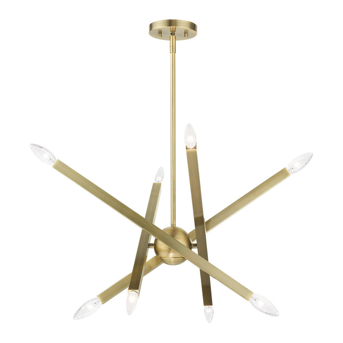 Eight Light Chandelier from the Monaco collection in Antique Brass finish