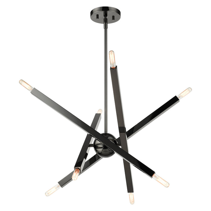 Eight Light Chandelier from the Monaco collection in Black Chrome finish