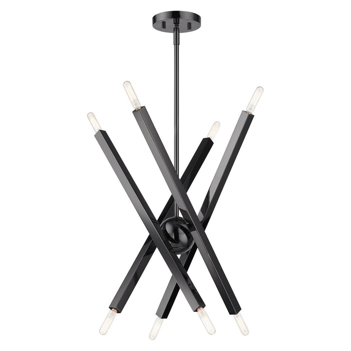 Eight Light Chandelier from the Monaco collection in Black Chrome finish