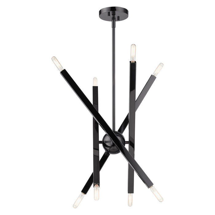 Eight Light Chandelier from the Monaco collection in Black Chrome finish