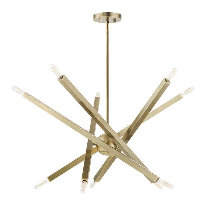 Ten Light Chandelier from the Monaco collection in Antique Brass finish