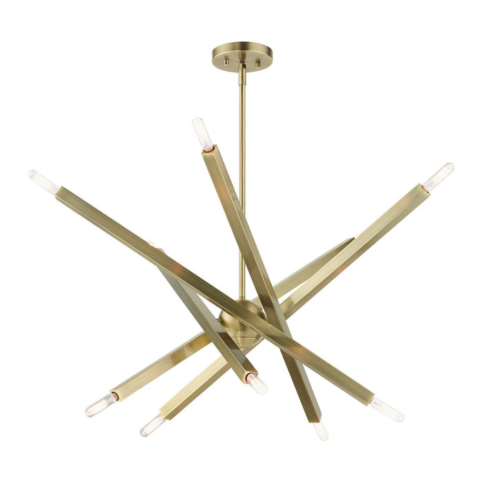 Ten Light Chandelier from the Monaco collection in Antique Brass finish