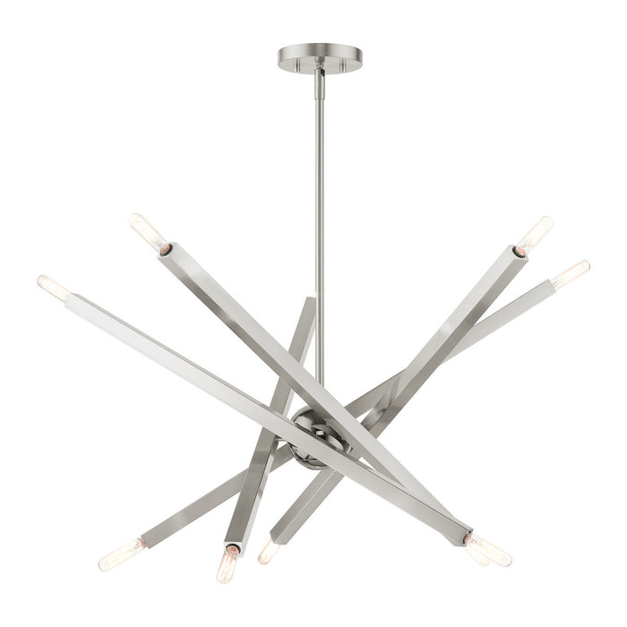 Ten Light Chandelier from the Monaco collection in Brushed Nickel finish