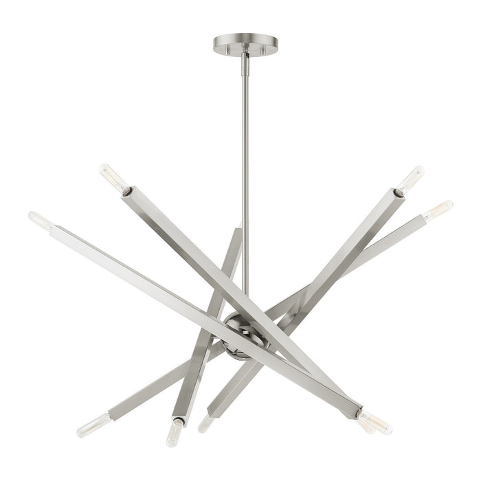 Ten Light Chandelier from the Monaco collection in Brushed Nickel finish