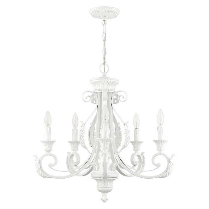 Five Light Chandelier from the Valencia collection in Shiny White finish