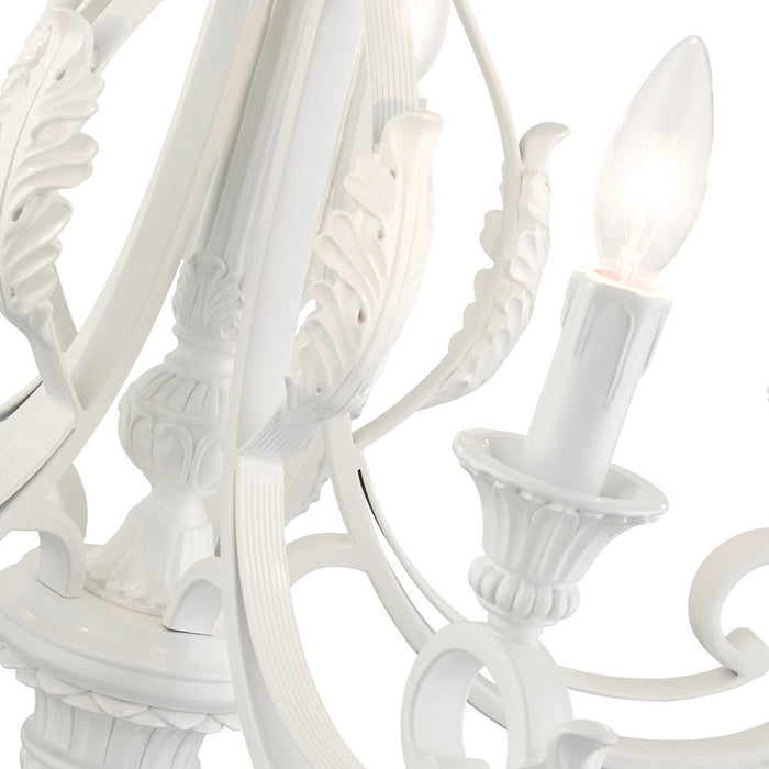 Five Light Chandelier from the Valencia collection in Shiny White finish