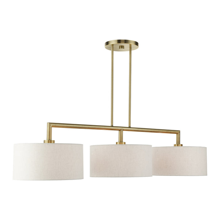 Three Light Linear Chandelier from the Meridian collection in Antique Brass finish