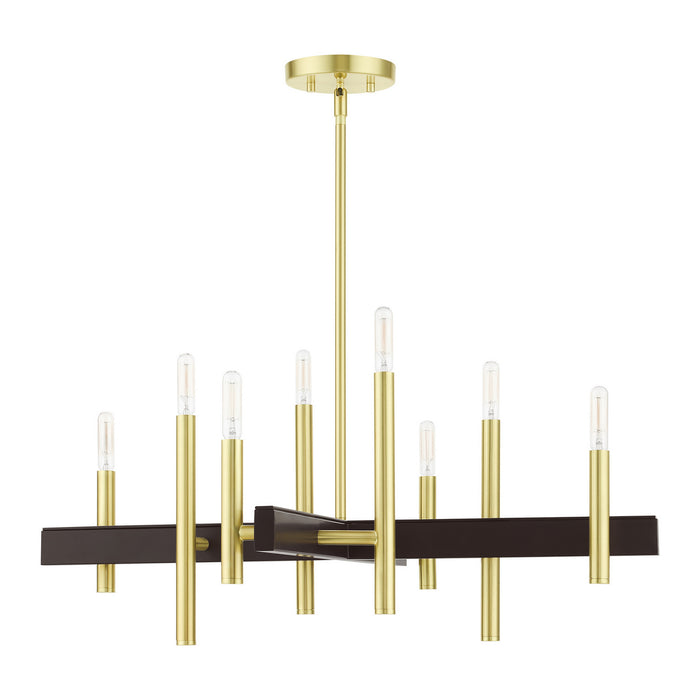Eight Light Chandelier from the Denmark collection in Satin Brass finish