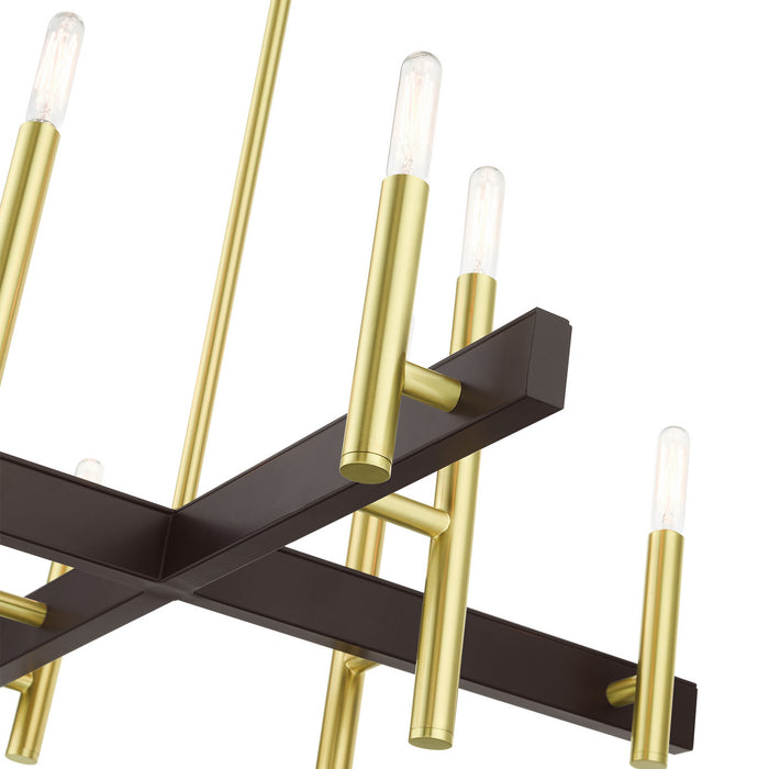 Eight Light Chandelier from the Denmark collection in Satin Brass finish