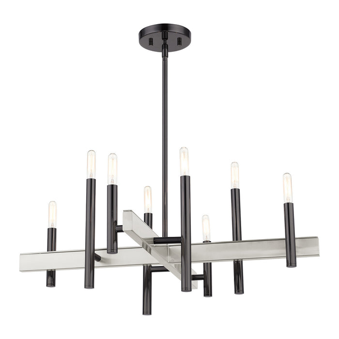 Eight Light Chandelier from the Denmark collection in Black Chrome finish