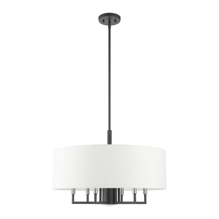 Seven Light Chandelier from the Meridian collection in Scandinavian Gray finish