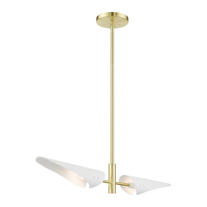 Two Light Linear Chandelier from the Capistrano collection in Satin Brass finish