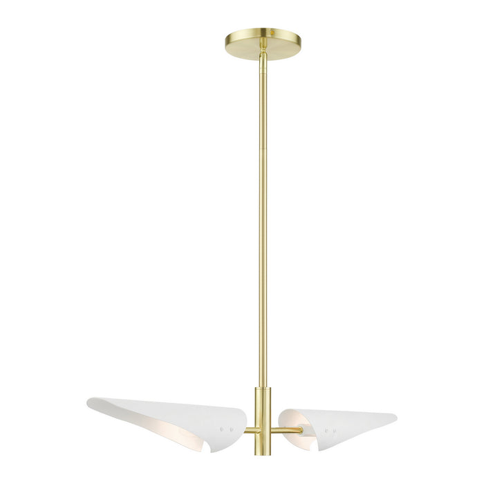 Two Light Linear Chandelier from the Capistrano collection in Satin Brass finish