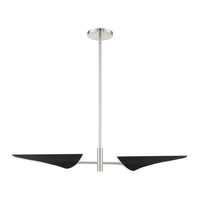 Two Light Linear Chandelier from the Capistrano collection in Brushed Nickel finish