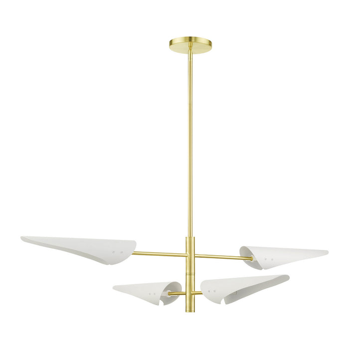 Four Light Chandelier from the Capistrano collection in Satin Brass finish