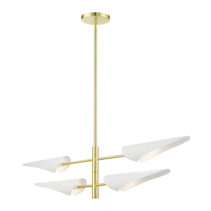 Four Light Chandelier from the Capistrano collection in Satin Brass finish