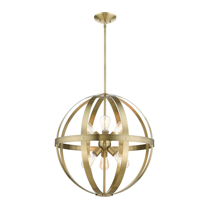 Six Light Chandelier from the Stoneridge collection in Antique Brass finish