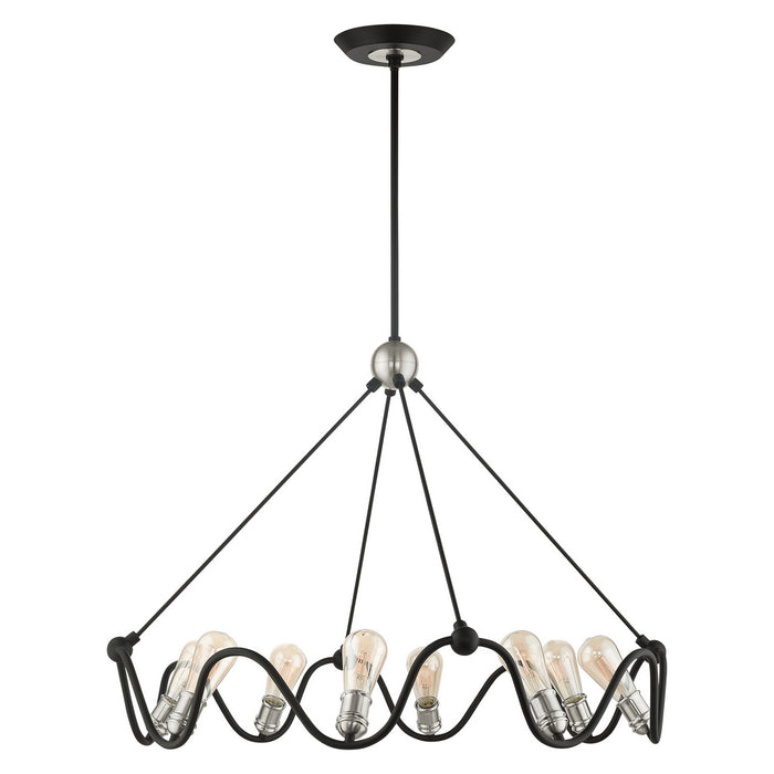 Eight Light Chandelier from the Archer collection in Textured Black with Brushed Nickel finish