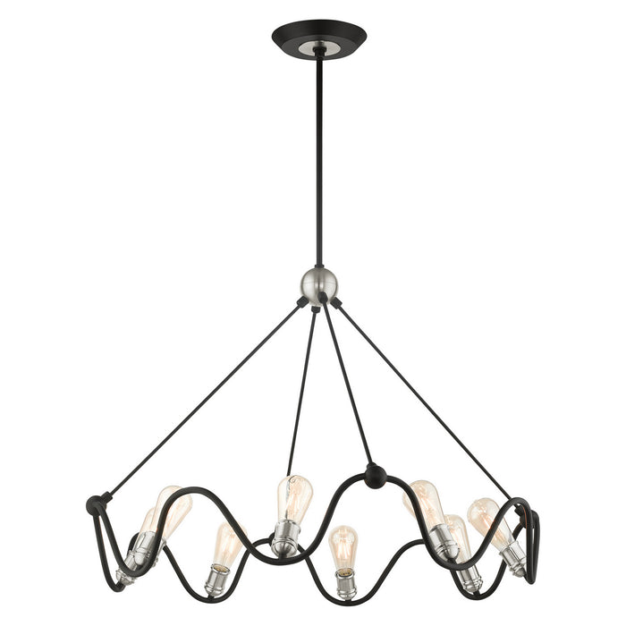 Eight Light Chandelier from the Archer collection in Textured Black with Brushed Nickel finish