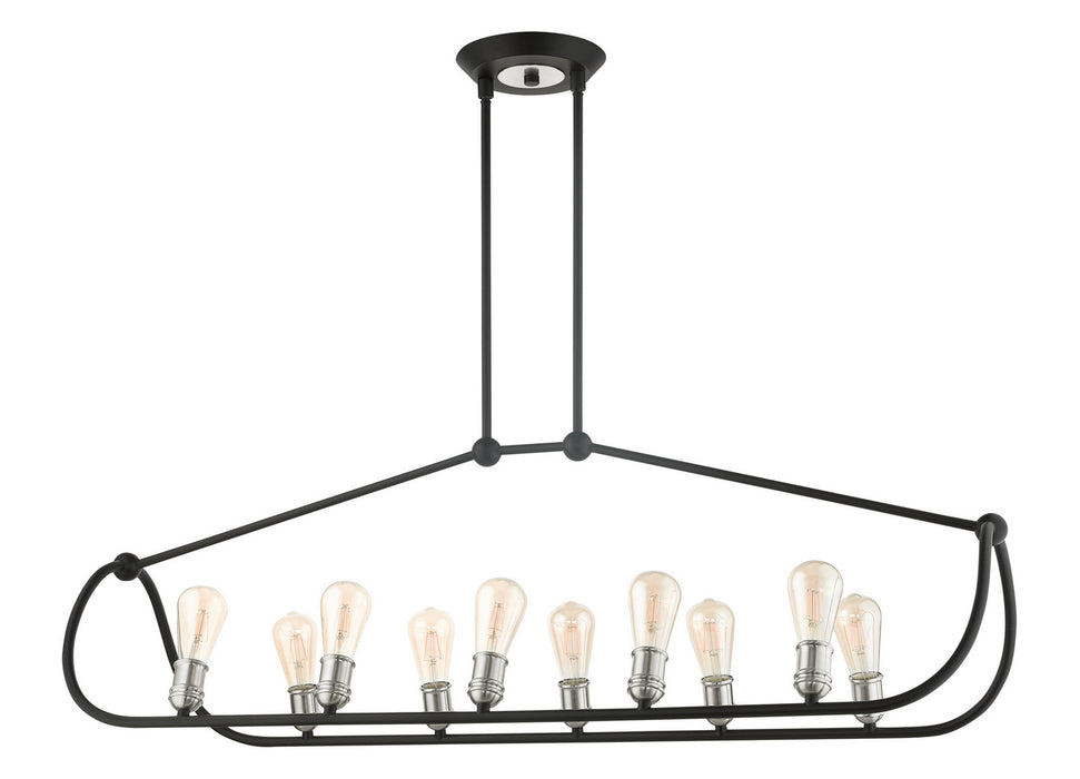 Ten Light Linear Chandelier from the Archer collection in Textured Black with Brushed Nickel finish