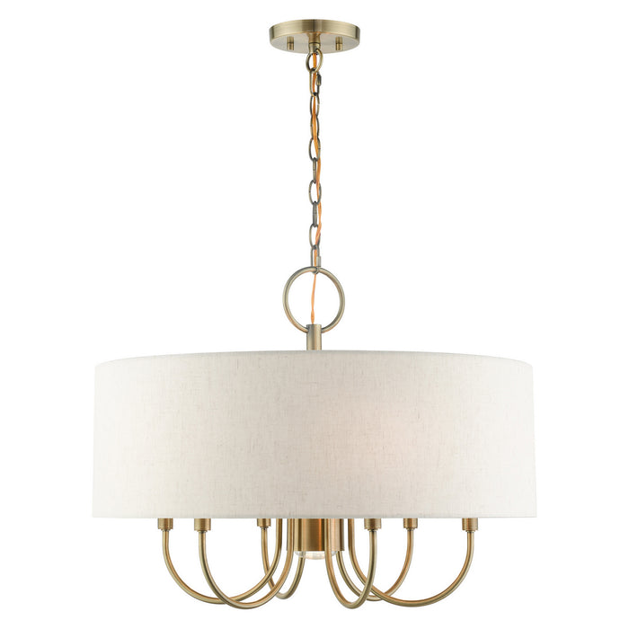 Seven Light Chandelier from the Blossom collection in Antique Brass finish