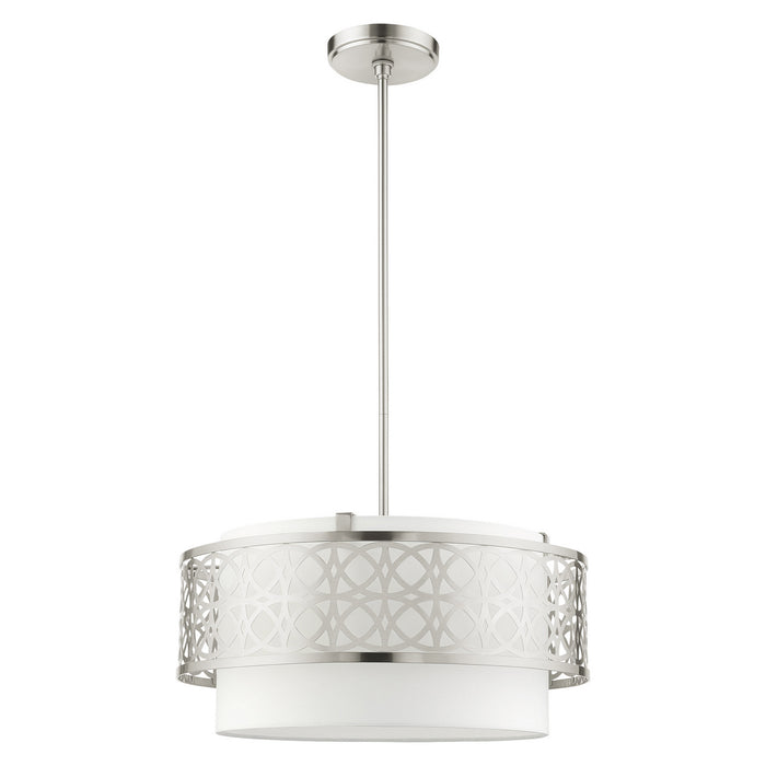 Four Light Chandelier from the Calinda collection in Brushed Nickel finish