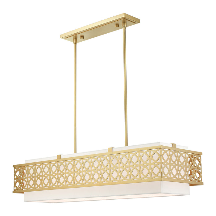 Six Light Linear Chandelier from the Calinda collection in Soft Gold finish