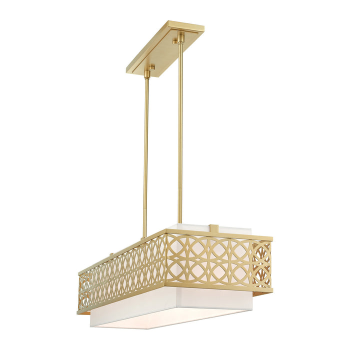 Six Light Linear Chandelier from the Calinda collection in Soft Gold finish