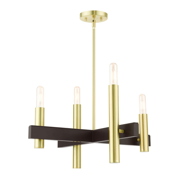Four Light Chandelier from the Helsinki collection in Satin Brass finish