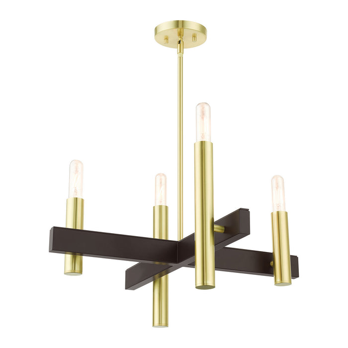 Four Light Chandelier from the Helsinki collection in Satin Brass finish