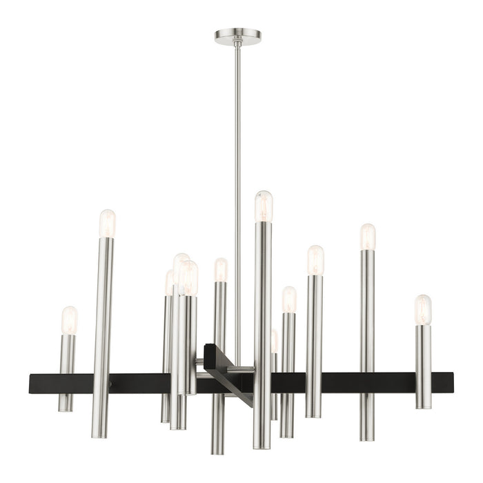 12 Light Chandelier from the Helsinki collection in Brushed Nickel finish