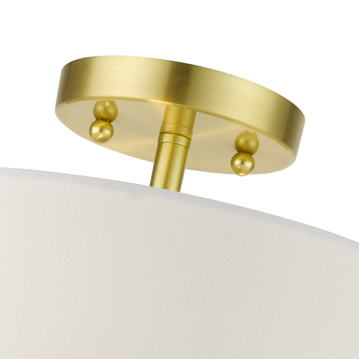 Two Light Semi Flush Mount from the Meridian collection in Satin Brass finish