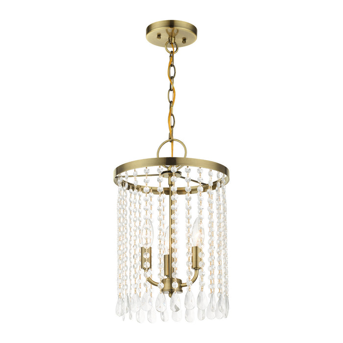Three Light Chandelier from the Elizabeth collection in Antique Brass finish