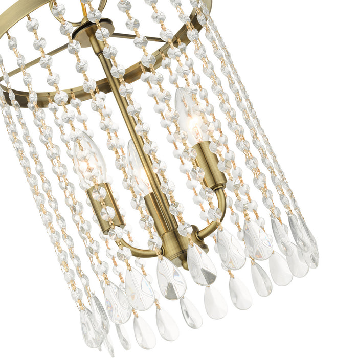 Three Light Chandelier from the Elizabeth collection in Antique Brass finish