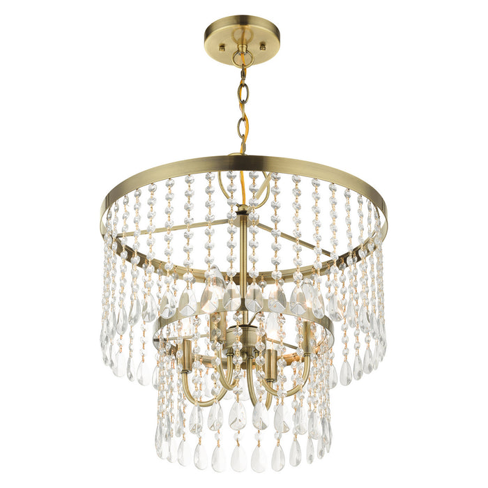 Four Light Chandelier from the Elizabeth collection in Antique Brass finish