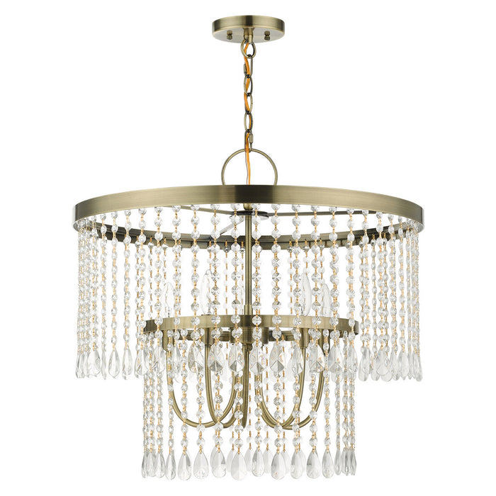 Five Light Chandelier from the Elizabeth collection in Antique Brass finish