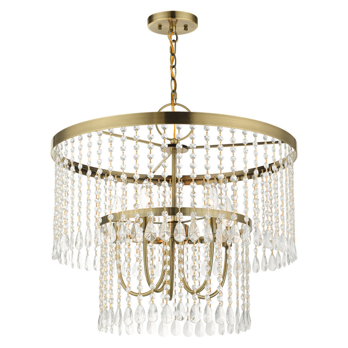 Five Light Chandelier from the Elizabeth collection in Antique Brass finish