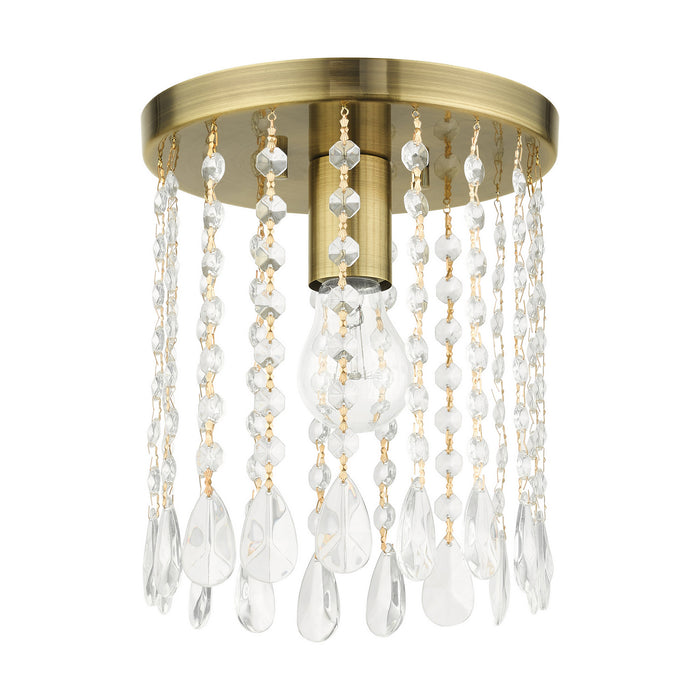 One Light Flush Mount from the Elizabeth collection in Antique Brass finish