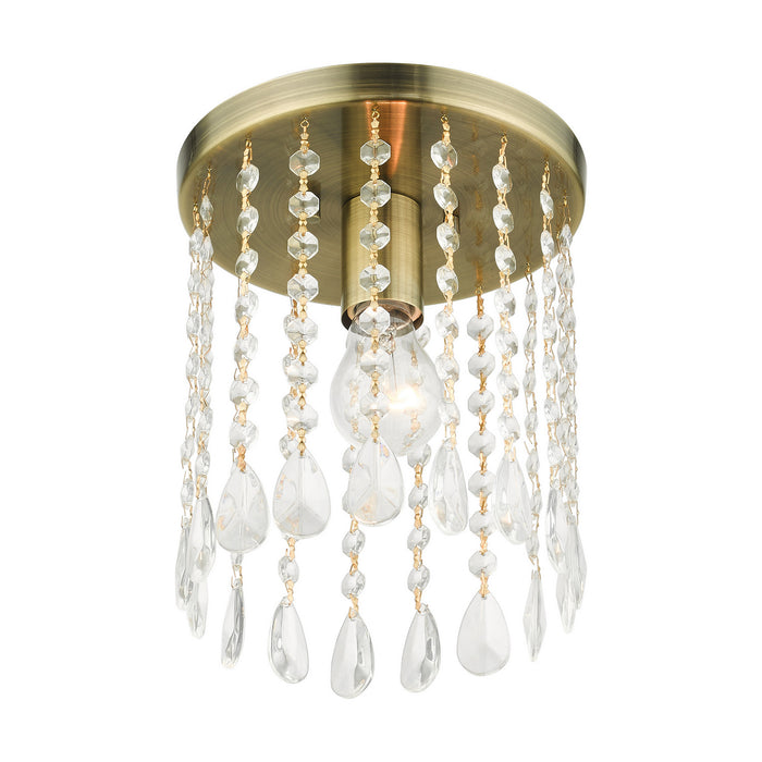 One Light Flush Mount from the Elizabeth collection in Antique Brass finish