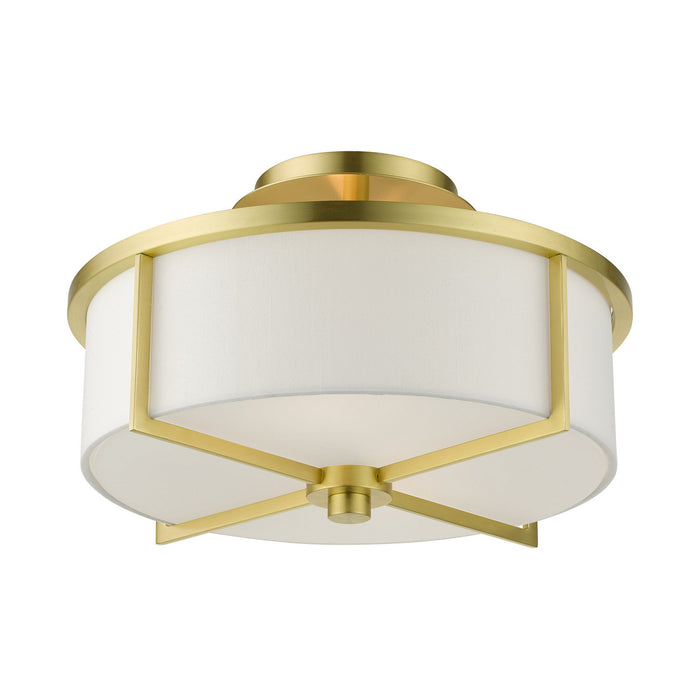 Two Light Semi Flush Mount from the Wesley collection in Satin Brass finish