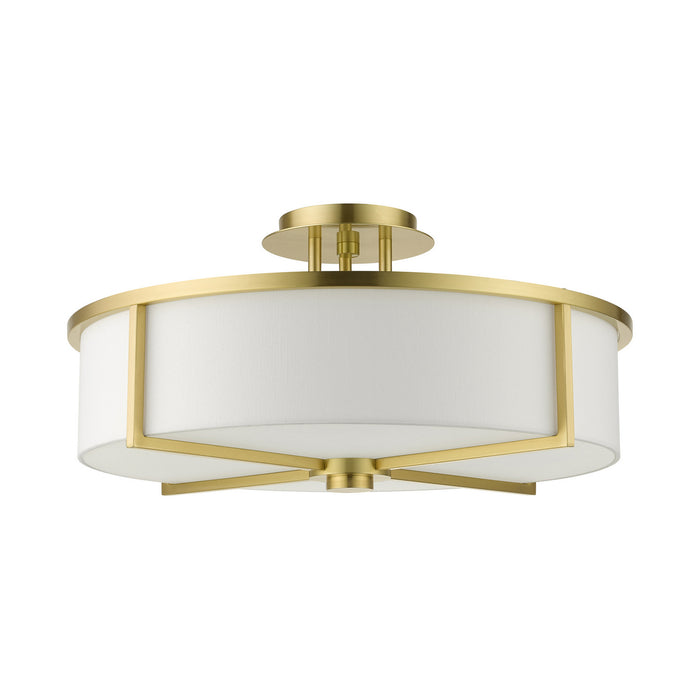 Four Light Semi Flush Mount from the Wesley collection in Satin Brass finish