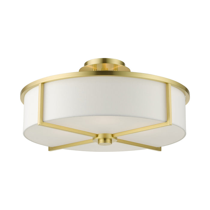 Four Light Semi Flush Mount from the Wesley collection in Satin Brass finish
