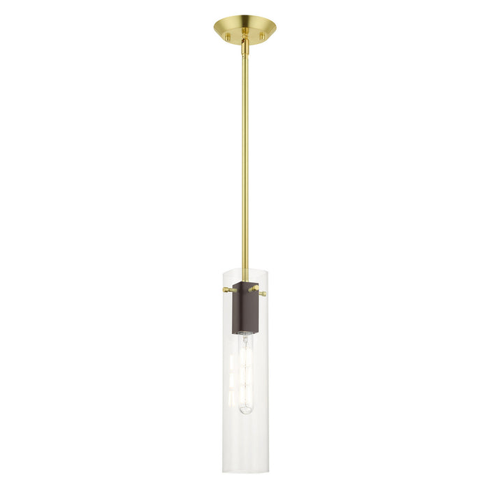 One Light Pendant from the Beckett collection in Satin Brass finish