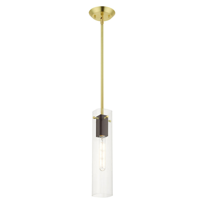 One Light Pendant from the Beckett collection in Satin Brass finish