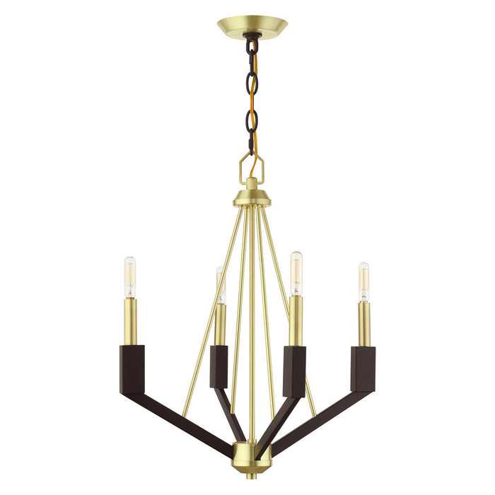 Four Light Mini Chandelier from the Beckett collection in Satin Brass finish